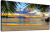 Tropic Beach Sunset Canvas Art - Large Palm Tree Ocean Landscape 29" X 58