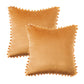 Pom Pom Velvet Series Decorative Throw Pillow, 18" X 18", Orange, 2 Pack