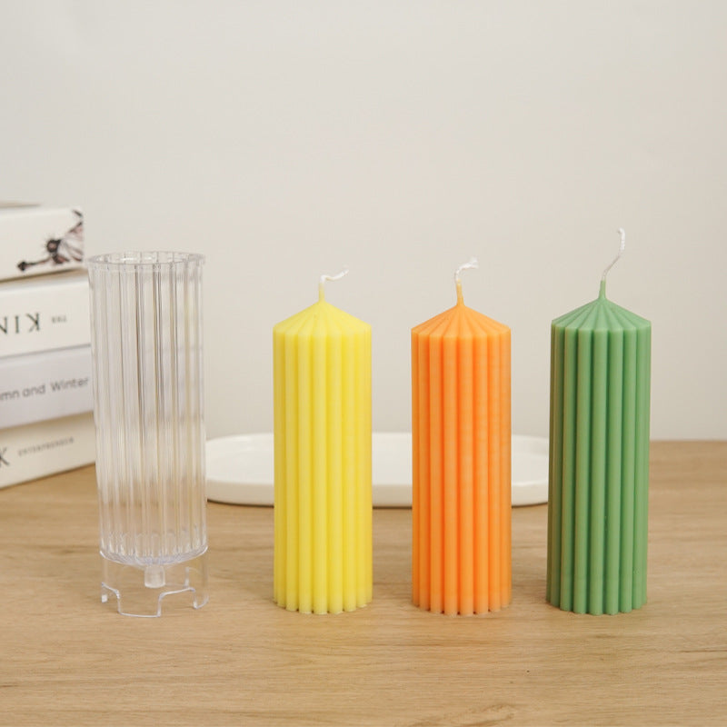 Vertical Striped Cylindrical Acrylic Computer Plastic Candle Mold