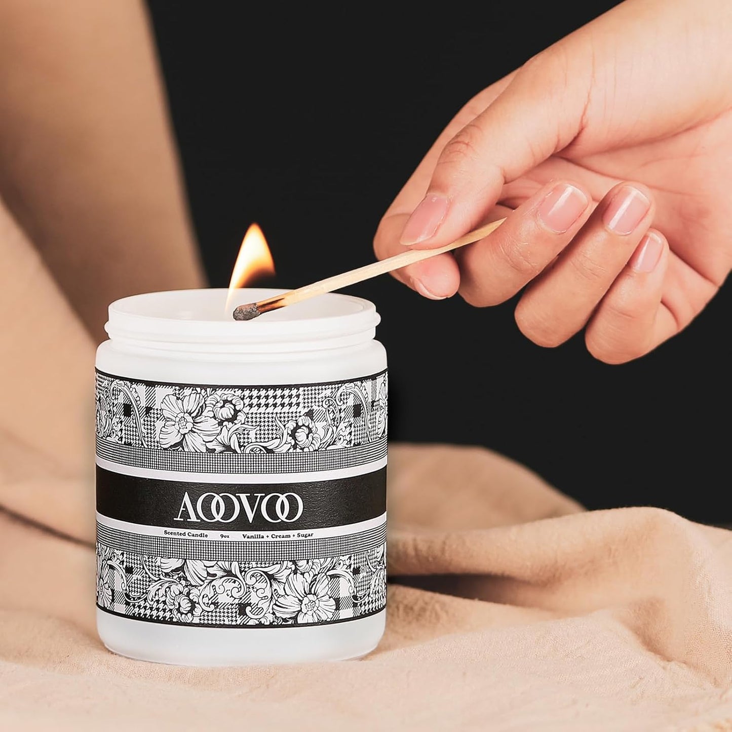 Scented Candles for Men - Vanilla & Cream Candles for Home Scented | Crackling Wood Wick Soy Candle | Strong Fragranced Candle Gift for Women & Men, 9Oz