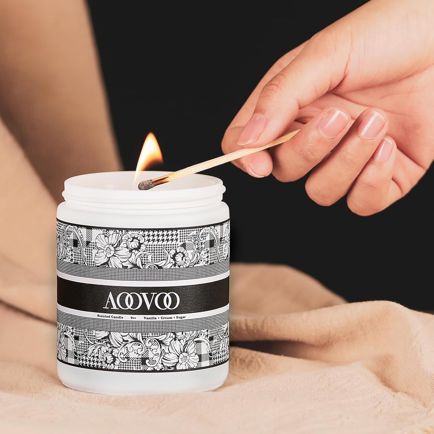 Scented Candles for Men - Vanilla & Cream Candles for Home Scented | Crackling Wood Wick Soy Candle | Strong Fragranced Candle Gift for Women & Men, 9Oz