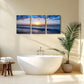 Set of 3 Wall Art Canvas Prints, Beach Sunrise Sunset Pictures Wall Decor Ocean Waves Nature Seascape Poster Coastal Landscape Painting for Living Room, Bedroom, Office Home Decor