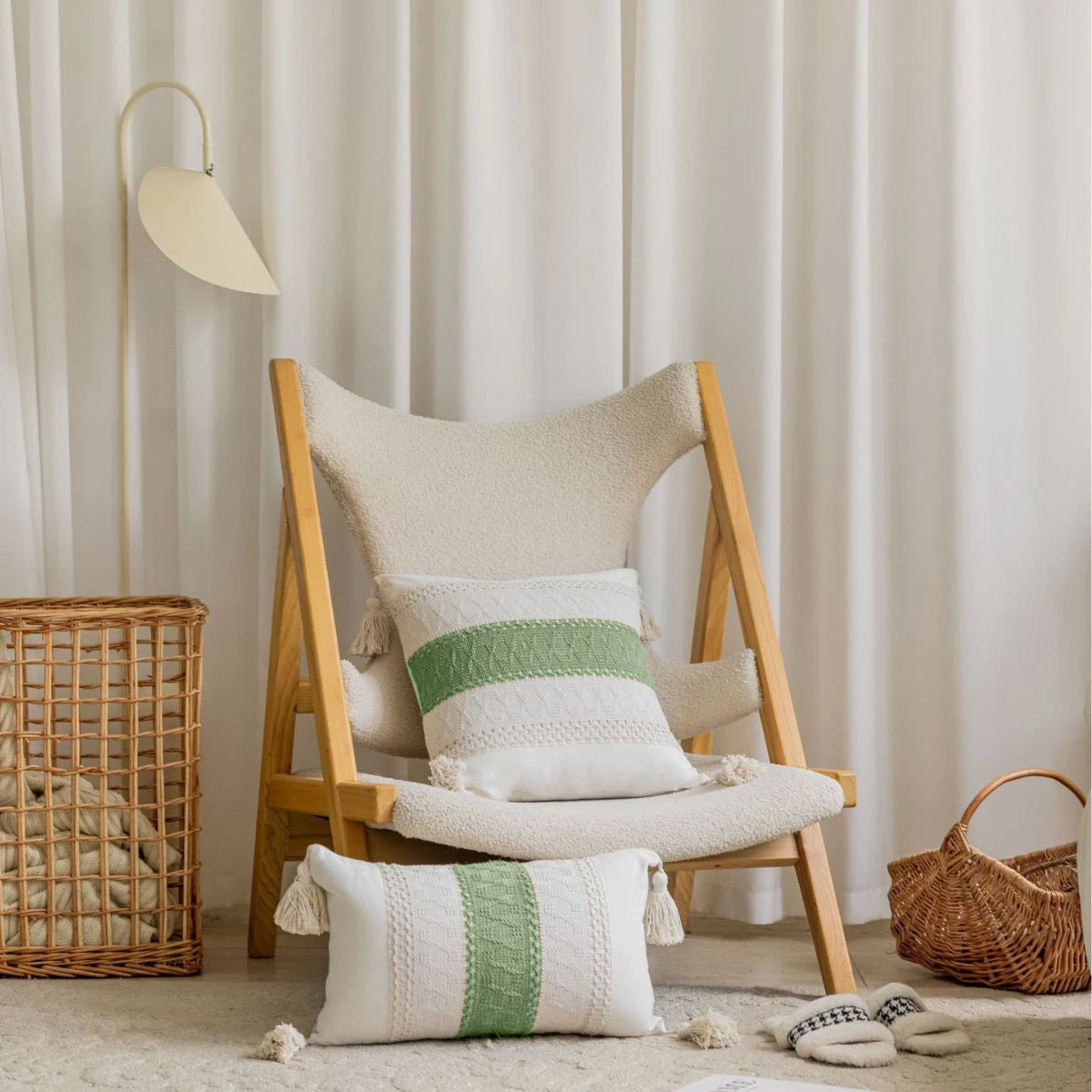 1 Pc Boho Throw Pillow Covers Decorative Throw Pillows for Couch Pillows Cover with Tassels Pillow Case (Without Pillowcore)