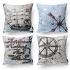 18" X 18" Coastal, Modern, Contemporary, Transitional Blue Navigation Polyester Throw Pillow , ( 4 Count)