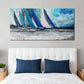 Blue Abstract Wall Art Canvas for Living Room, Nautical Art Wall Decor Teal Sailboat Textured Bedroom Picture Modern Coastal Painting Large Framed Artwork Home Office 48"X24"