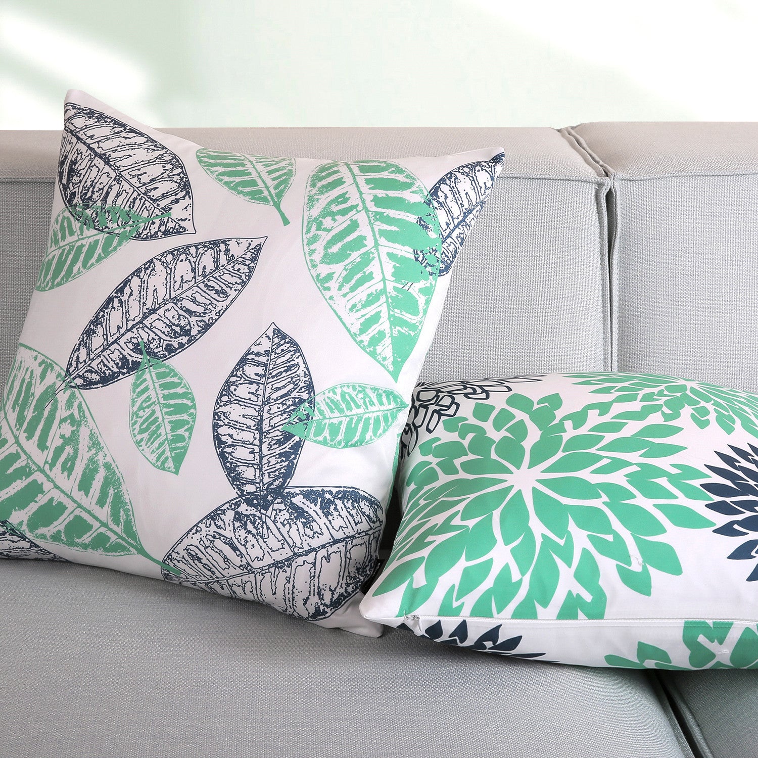 New Living Series Double-Sided Design Decorative Throw Pillow Cover, 18" X 18", Cyan/Blue, 4 Pack