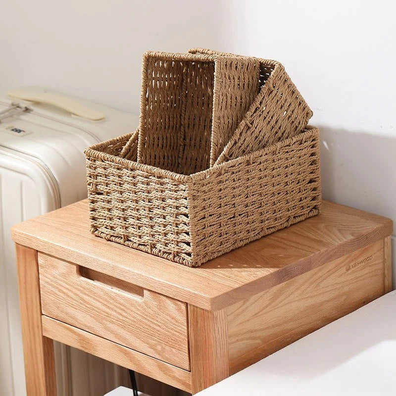 3Pcs/Set Wicker Baskets for Organising Pack of Nesting Storage Baskets for Shelves Wicker Storage Baskets for Bathroom Shelf