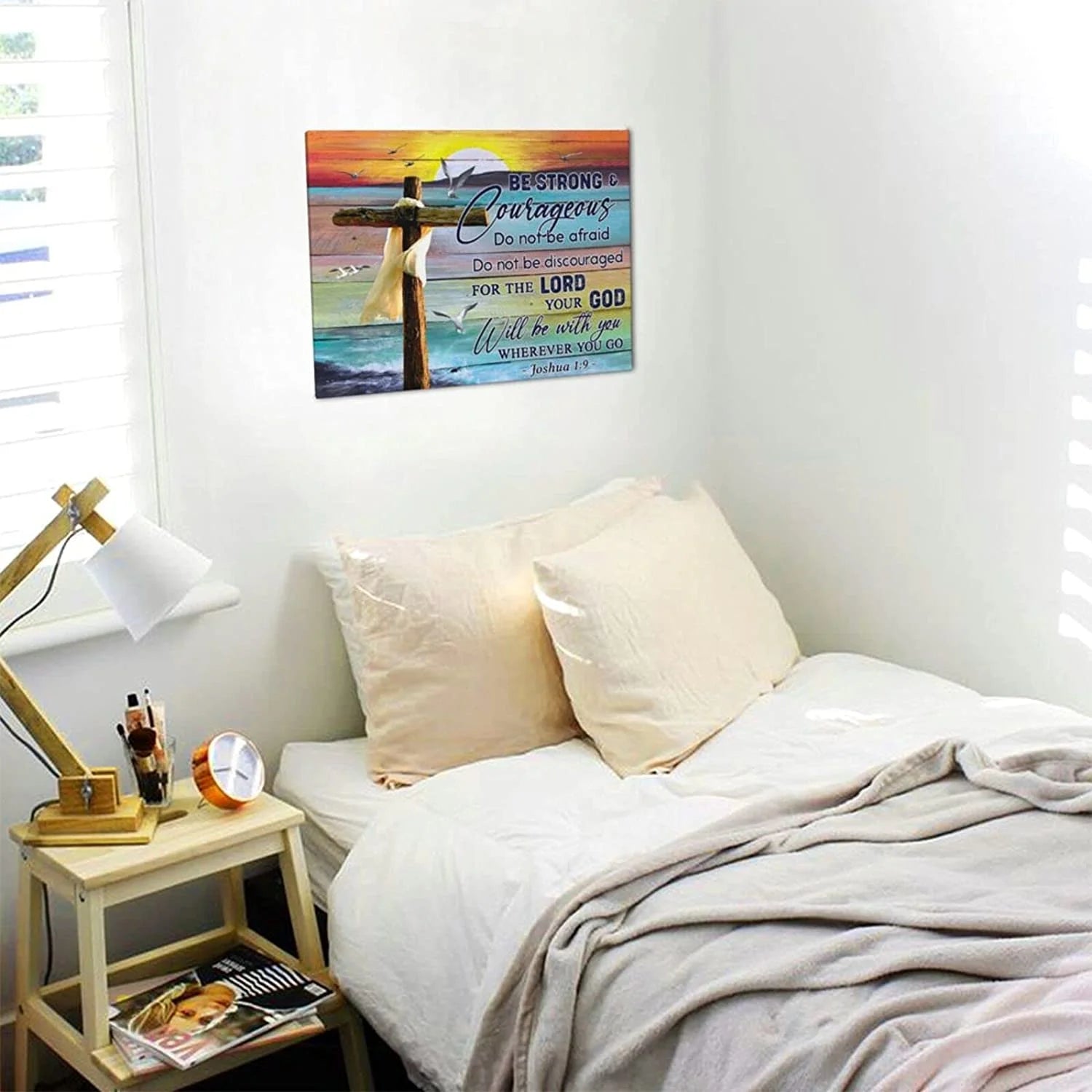 Christian Canvas Wall Art Bible Verse Wall Art Christian Wall Art Religious Wall Art Scripture Wall Art Bible Verses Wall Decor Inspirational Wall Art for Office Christian Posters 12X16Inch