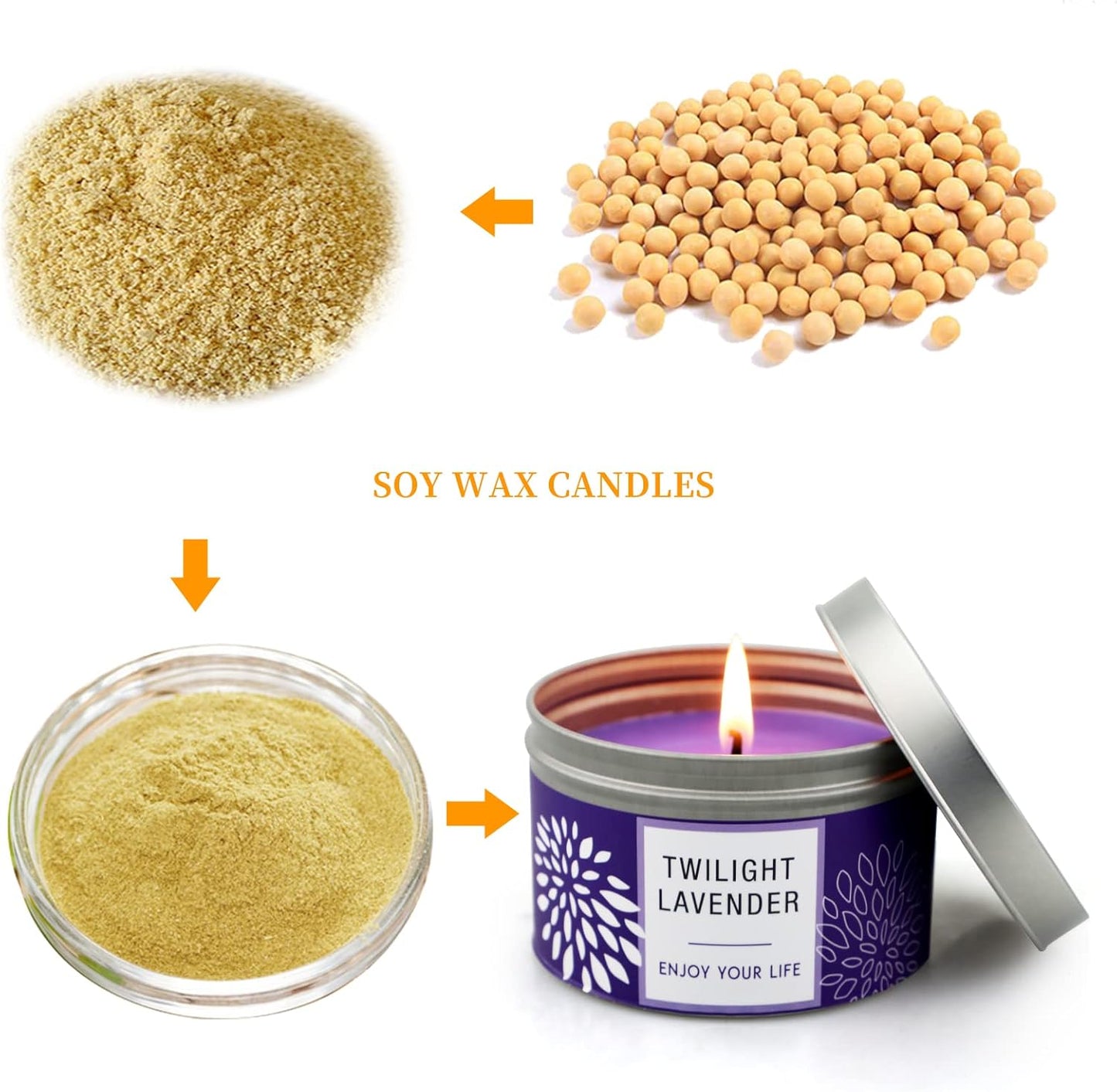Scented Candle Gift Set for Women, 3 Pack Large Soy Wax Candles in Tins, 6.2 Oz Each, 35-40 Hr Burn, Lavender, Orange Blossom & Mahogany Woods