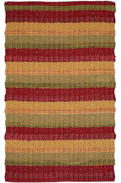 Cotton Diamond Weave 24X36 Inch Red Combo Area Rug, Indoor/Outdoor, Machine Washable, Hand Woven, Living Room & Kitchen Entryway