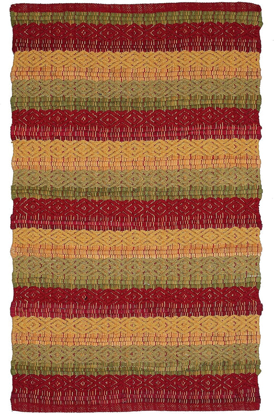 Cotton Diamond Weave 24X36 Inch Red Combo Area Rug, Indoor/Outdoor, Machine Washable, Hand Woven, Living Room & Kitchen Entryway