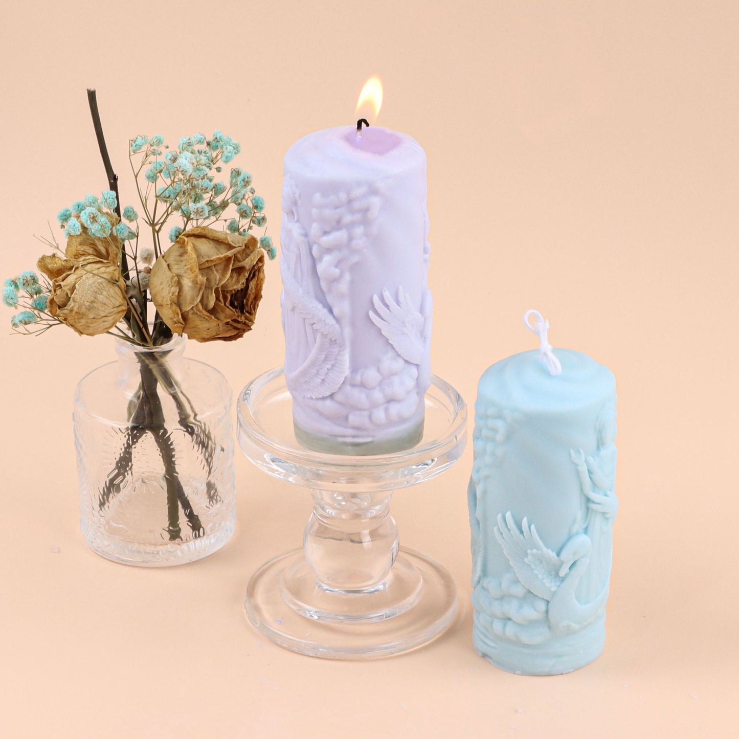 Embossed Goddess Pillar Shape Silicone Candle Mold