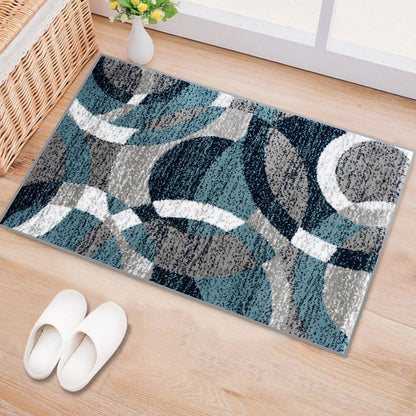 Contemporary Modern Circles Abstract Area Rug 2' X 3' Blue