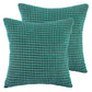 Soft Corduroy Corn Striped Velvet Series Decorative Throw Pillow, 22" X 22", Turquoise, 2 Pack