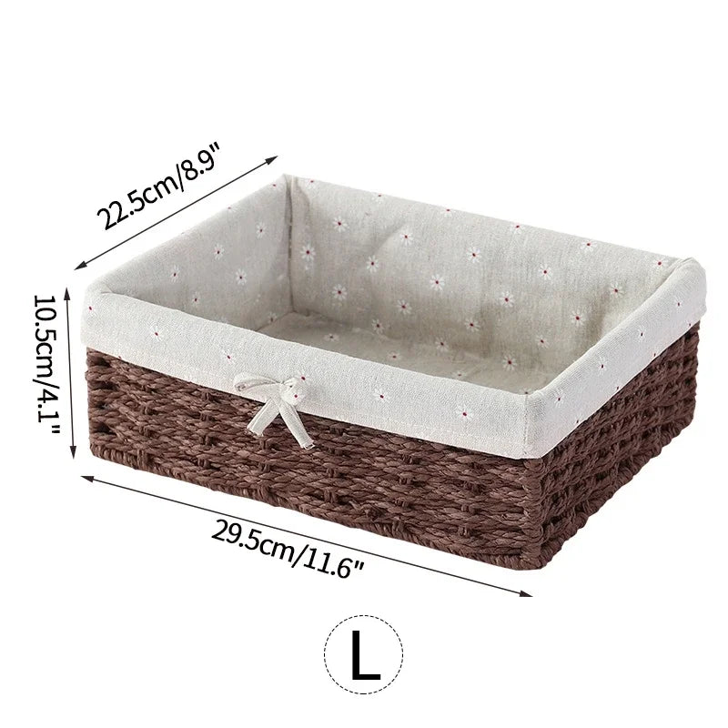 Wicker Baskets Storage Baskets Sundries Organizer with Lid Bathroom Clothes Laundry Basket Household Towel Toys Container Basket