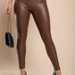 Fashion leggings in imitation leather, brown
