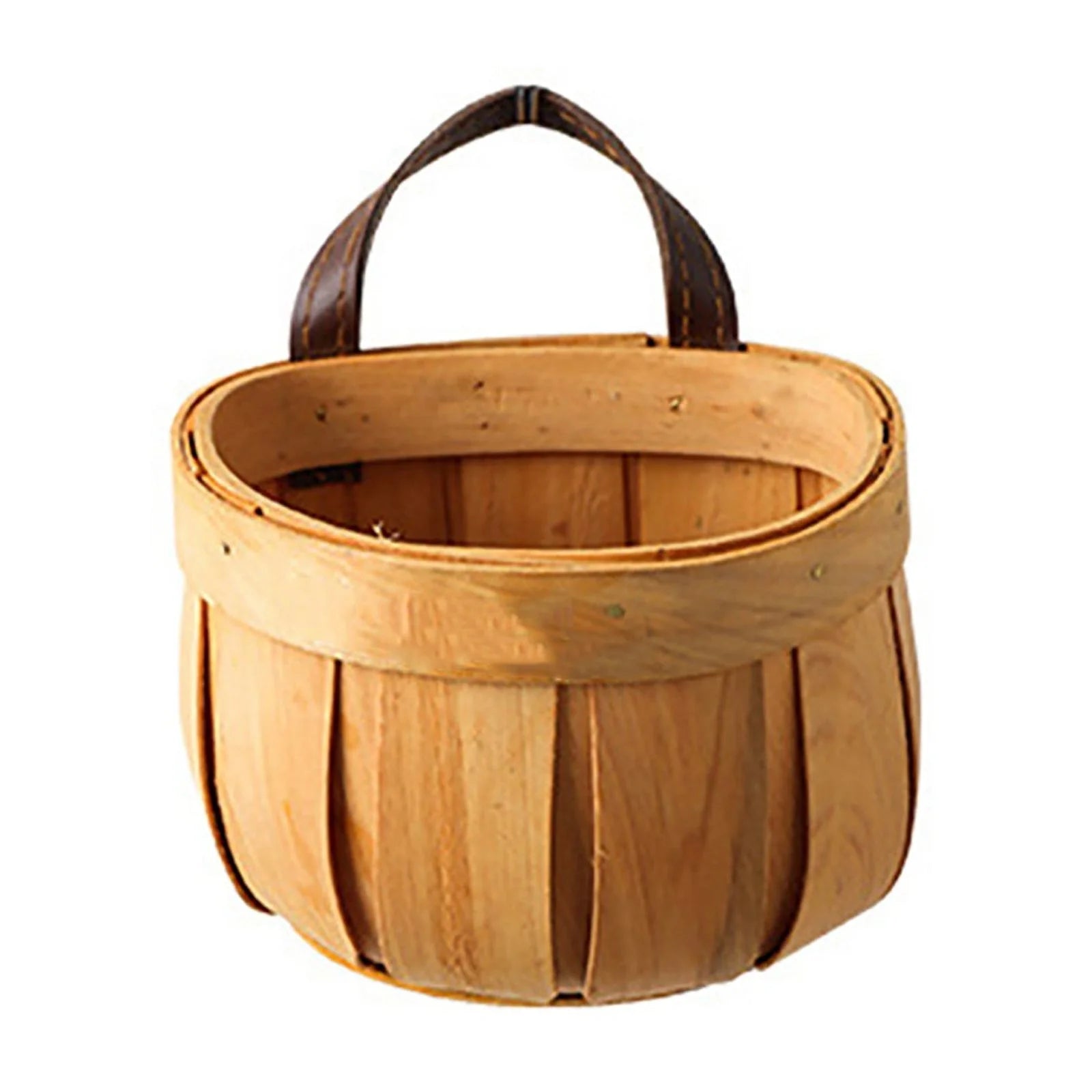 Bread Basket,Wood Chip Picnic Basket with Handle, Handmade Woven Fruits Vegetable Storage Basket Holder for Storage Gift Flower Wedding Serving Kitchen Cabinet Organizer,Khaki,4.9*5 Inch