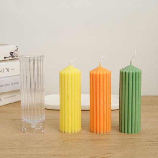 Vertical Striped Cylindrical Acrylic Computer Plastic Candle Mold