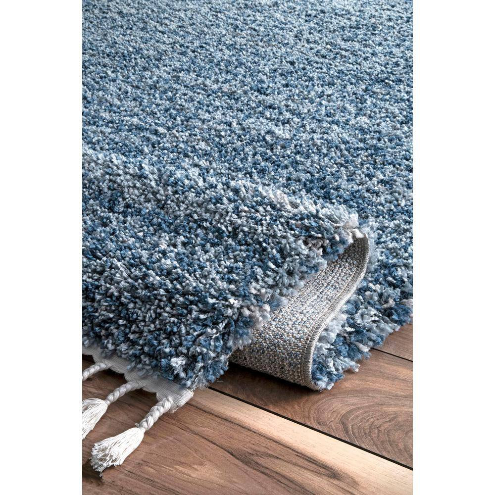 Contemporary Brooke Blue 8 Ft. X 11 Ft. Shag Area Rug