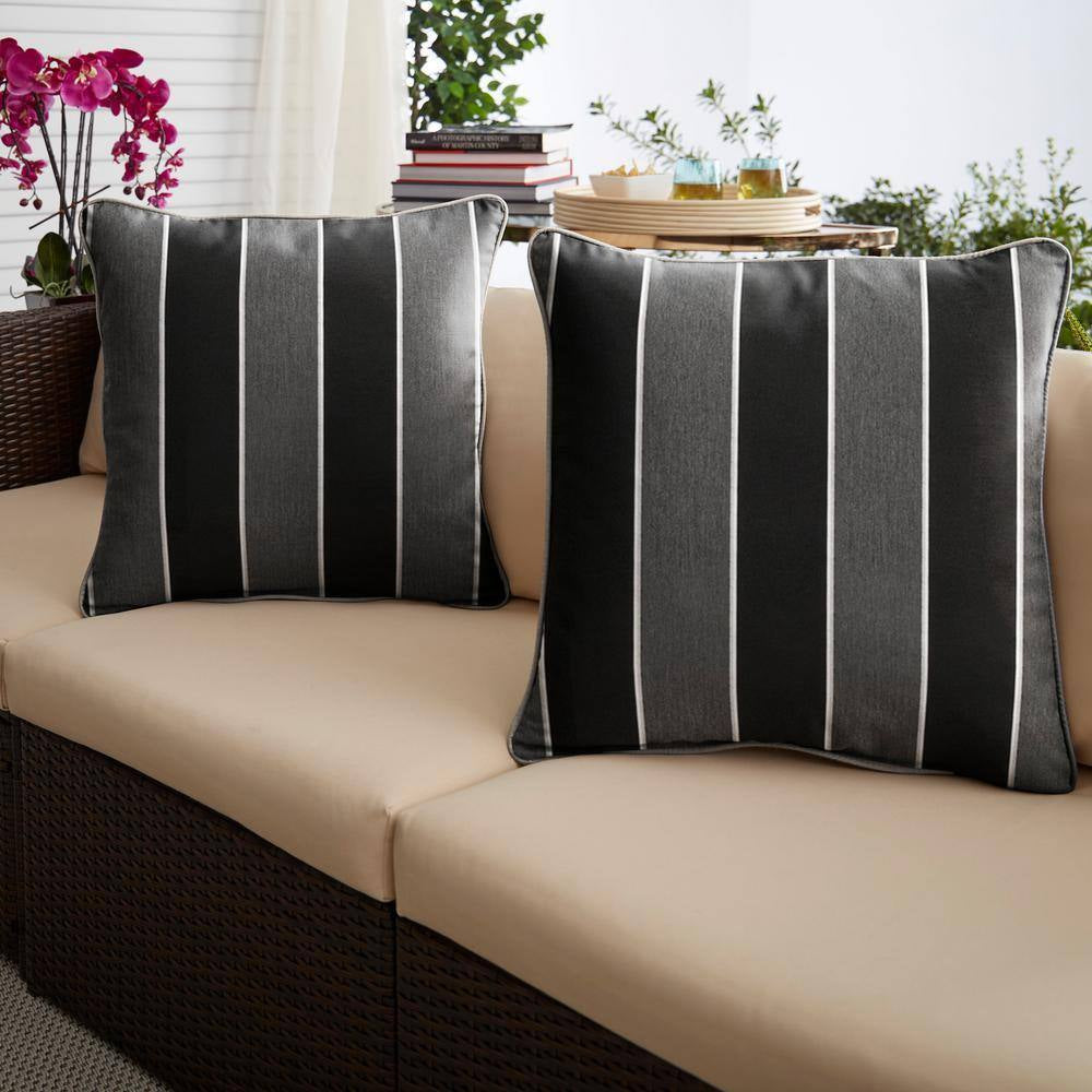 Sunbrella Peyton Granite Outdoor Corded Throw Pillows (2-Pack)