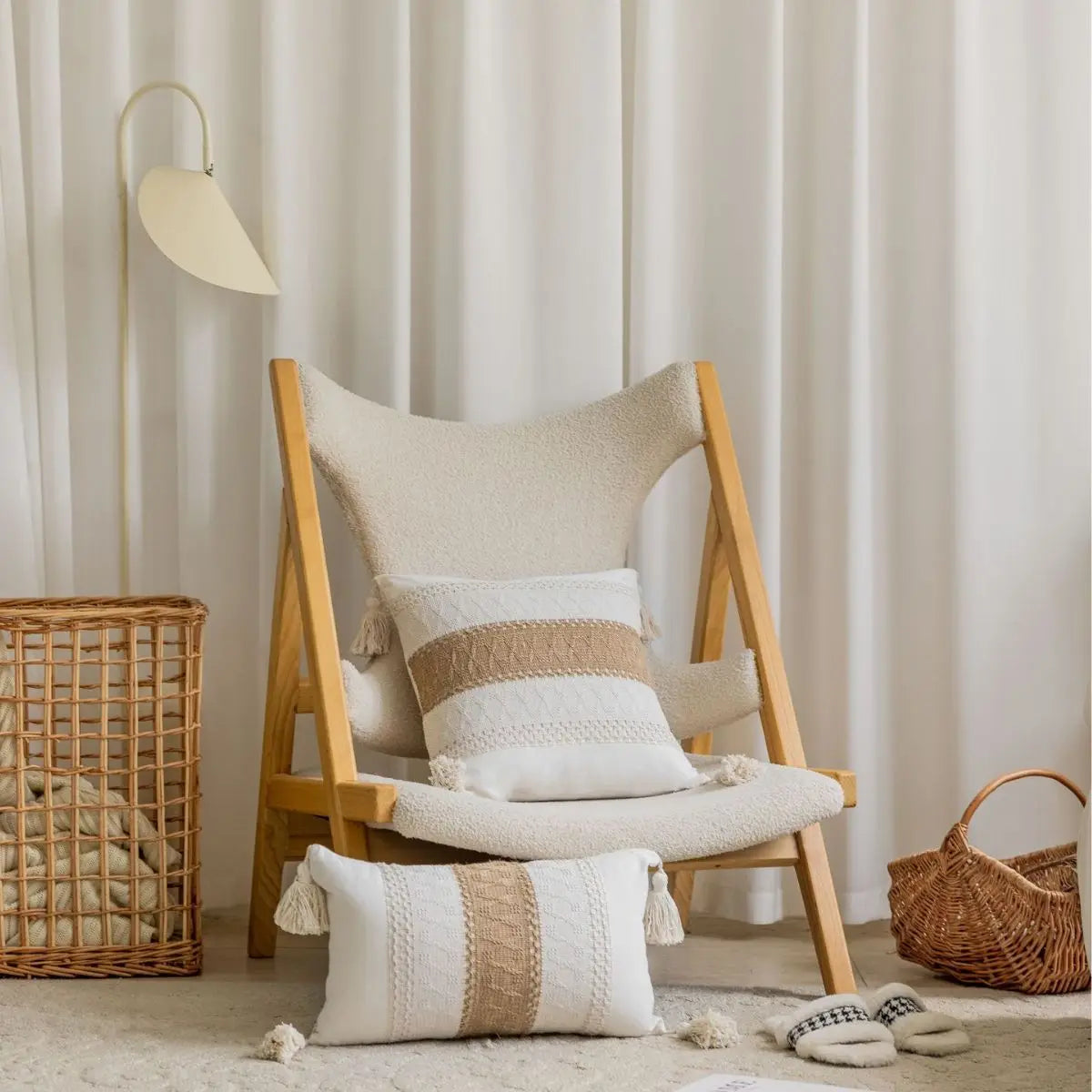1 Pc Boho Throw Pillow Covers Decorative Throw Pillows for Couch Pillows Cover with Tassels Pillow Case (Without Pillowcore)