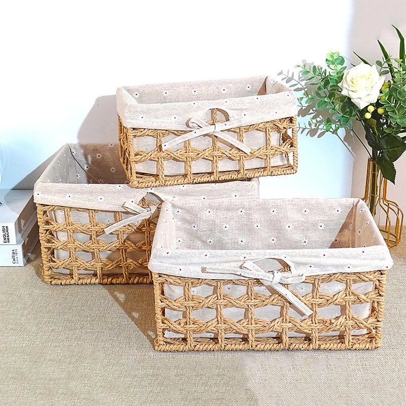 Wicker Baskets Storage Baskets Sundries Organizer with Lid Bathroom Clothes Laundry Basket Household Towel Toys Container Basket