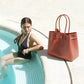 TOKO Recycled Woven Tote Bag, in Red & White