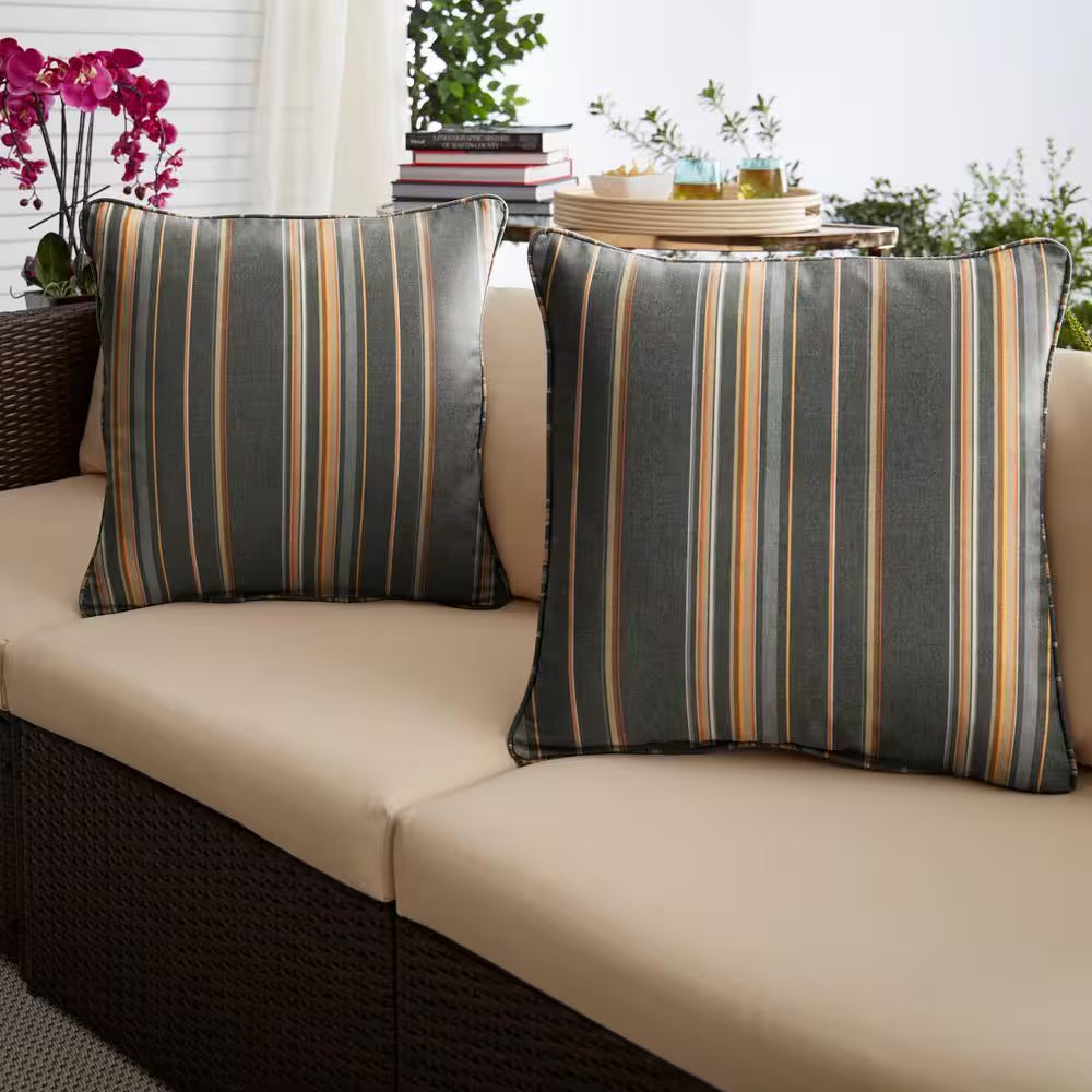 Sunbrella Stanton Greystone Outdoor Corded Throw Pillows (2-Pack)