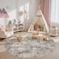 5'X5' round Washable Area Rugs for Living Room, Modern Abstract Printed Rug, Vacuum-Friendly, Non Slip Indoor Rug for Bedroom Entryway Home Decor Carpet, Gold Brown