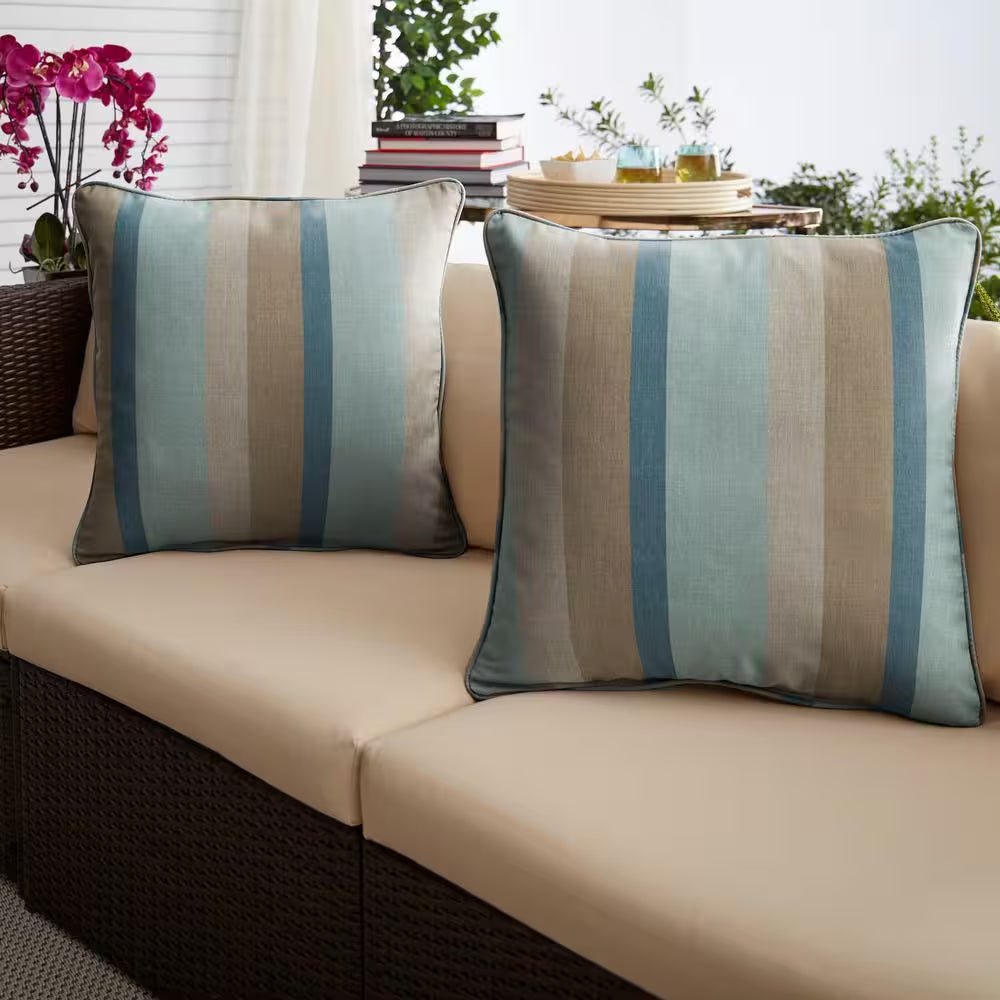Sunbrella Gateway Mist Outdoor Corded Throw Pillows (2-Pack)