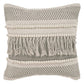 Beige Striped Polyester 20 In. X 20 In. Throw Pillow Set of 2