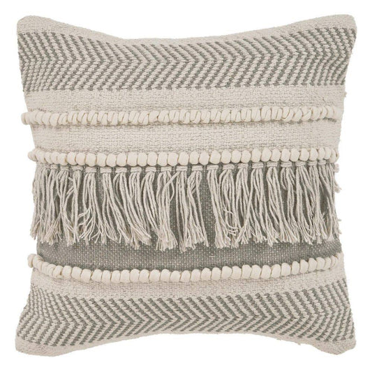 Beige Striped Polyester 20 In. X 20 In. Throw Pillow Set of 2
