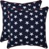 Americana Indoor/Outdoor Throw Pillows, 2 Count, Accent - 16.5" X 16.5", Blue/White Macey