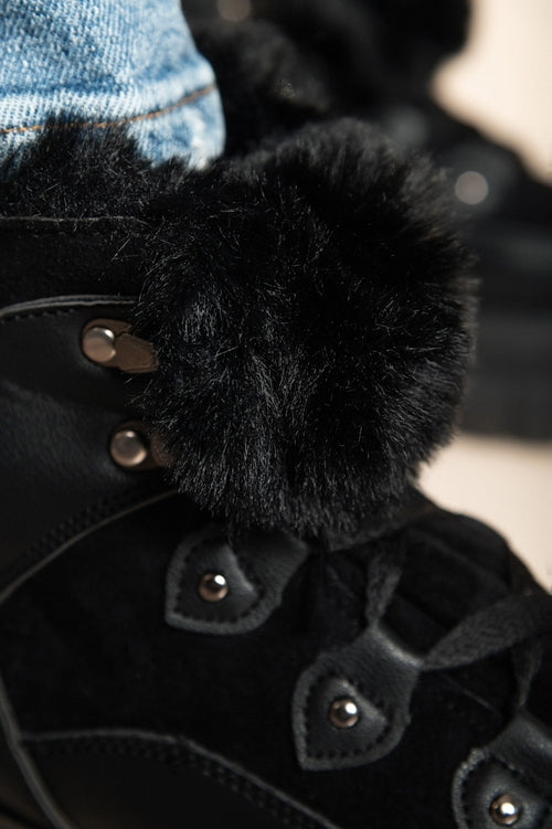 Sneakers with synthetic fur, W0YD654123, black