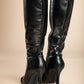 Elegant boots with decorative chain, W2AX89071, black