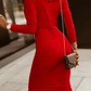 Tight midi dress, red