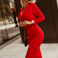 Tight midi dress, red
