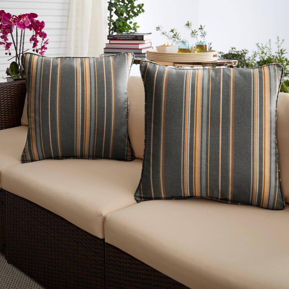 Sunbrella Stanton Greystone Outdoor Corded Throw Pillows (2-Pack)