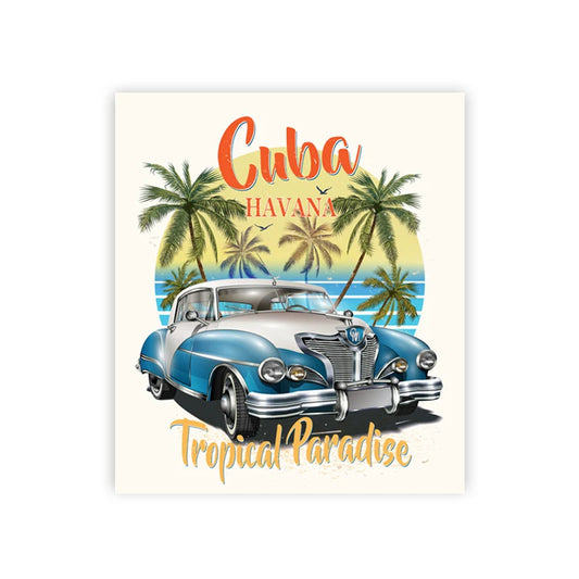 Cuba Beach Wall Art Canvas Painting Retro Car Poster Miami Palm Vintage Prints Wall Pictures for Living Room Bedroom Home Decor