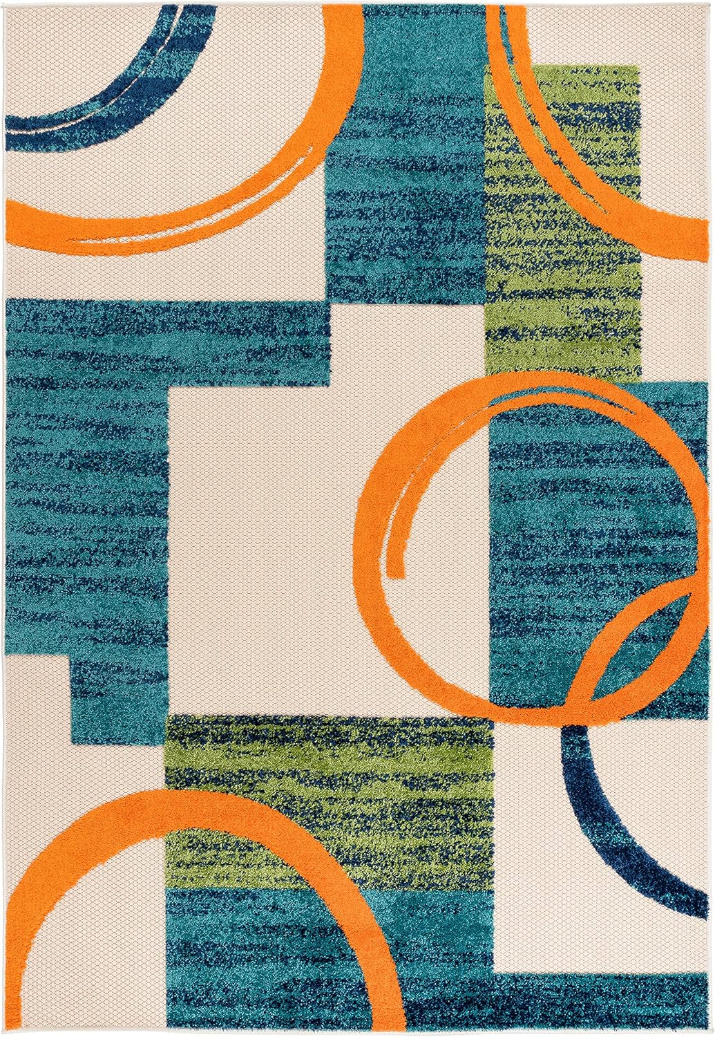 Modern Boxes Abstract Indoor/Outdoor Area Rug 5' X 7' Multi