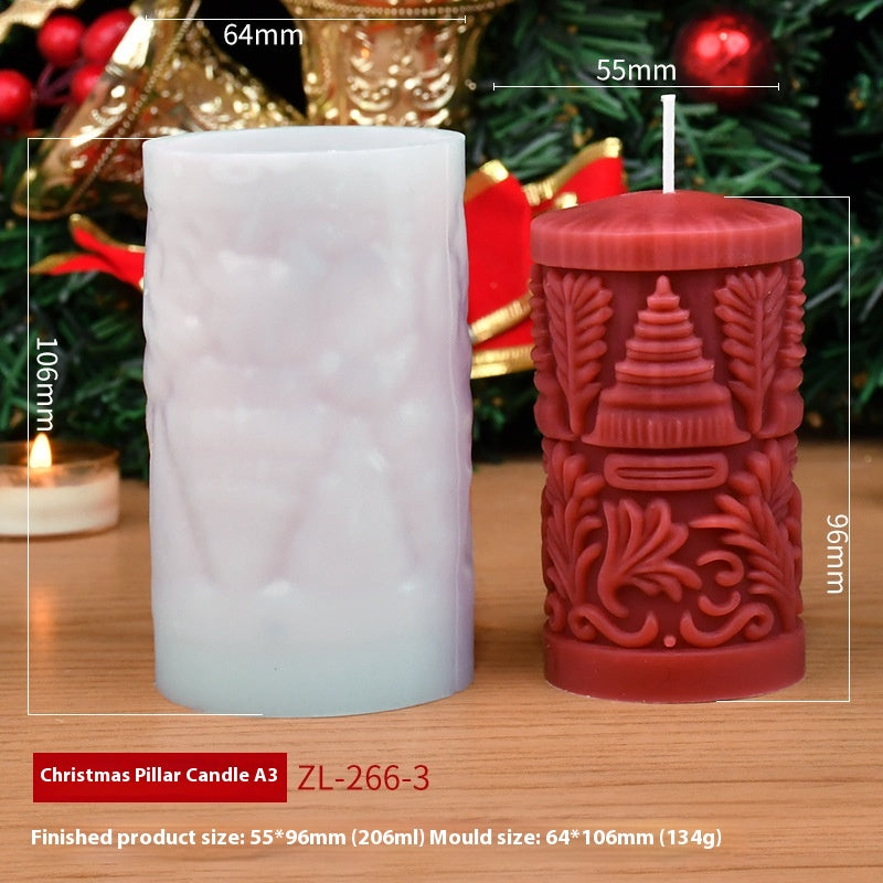 Christmas Cylindrical Aromatherapy Candle Silicone Mold