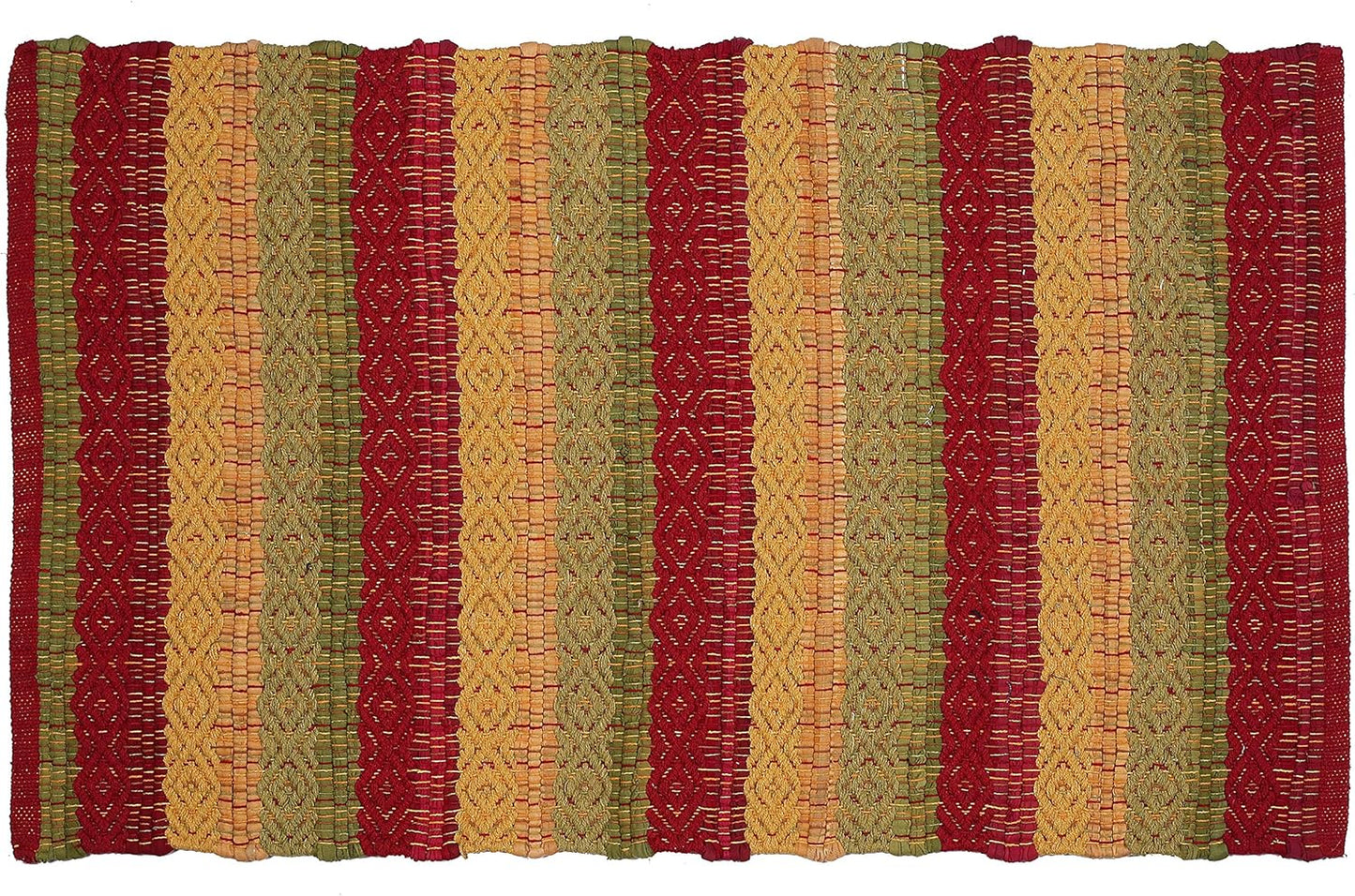 Cotton Diamond Weave 24X36 Inch Red Combo Area Rug, Indoor/Outdoor, Machine Washable, Hand Woven, Living Room & Kitchen Entryway