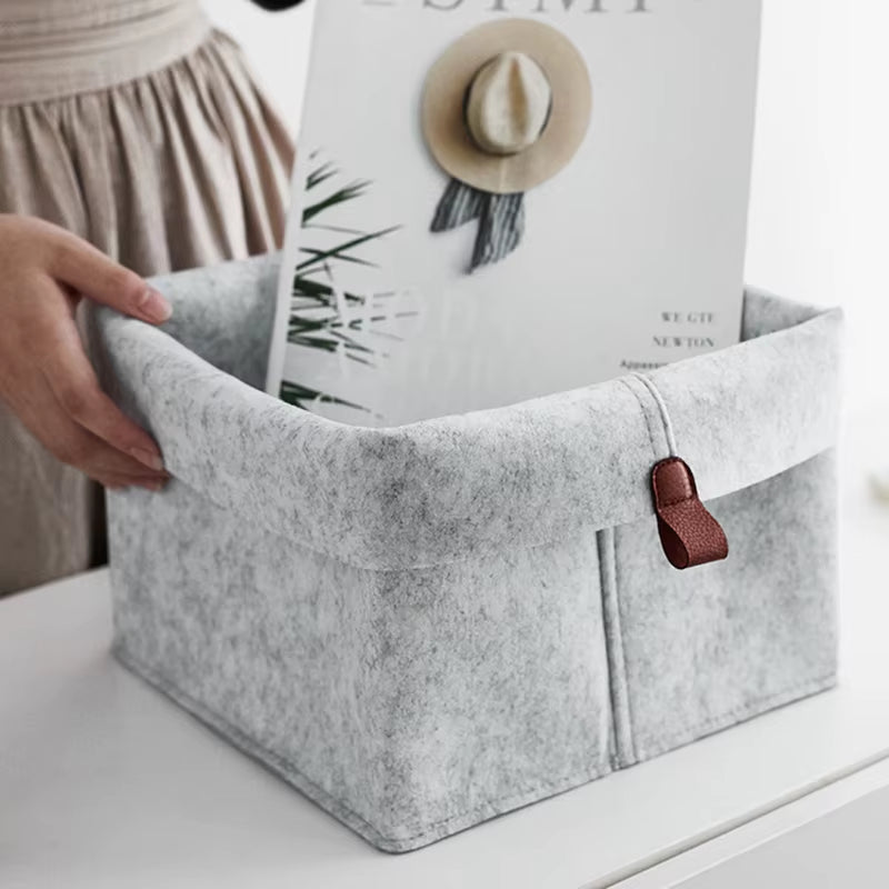 Various Clothes Felt Storage Baskets for Home Bathroom Office Toy Underwear Laundry Bucket Sundries Box for Dormitory