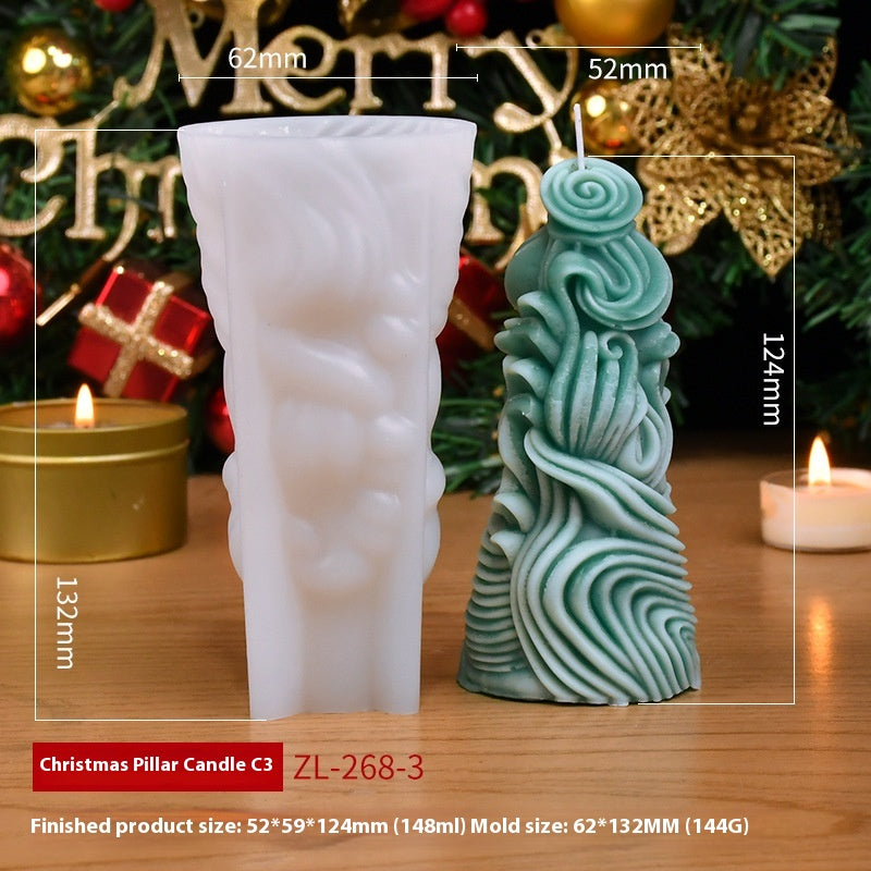 Christmas Cylindrical Aromatherapy Candle Silicone Mold