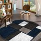 Contemporary Modern Boxes Area Rug 6' 6" Navy (6' 6" Diameter)