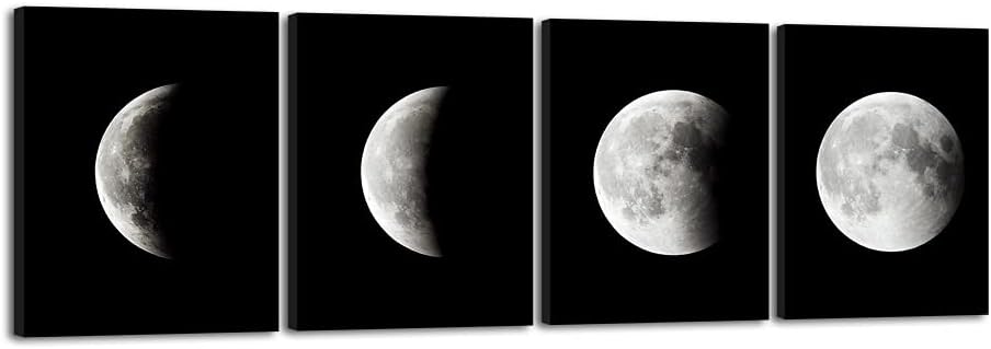 Moon Large Modern Giclee Canvas Prints Artwork Abstract Space Pictures Paintings on Stretched and Framed Canvas Wall Art Ready to Hang for Living Room Bedroom Home Office Decorations