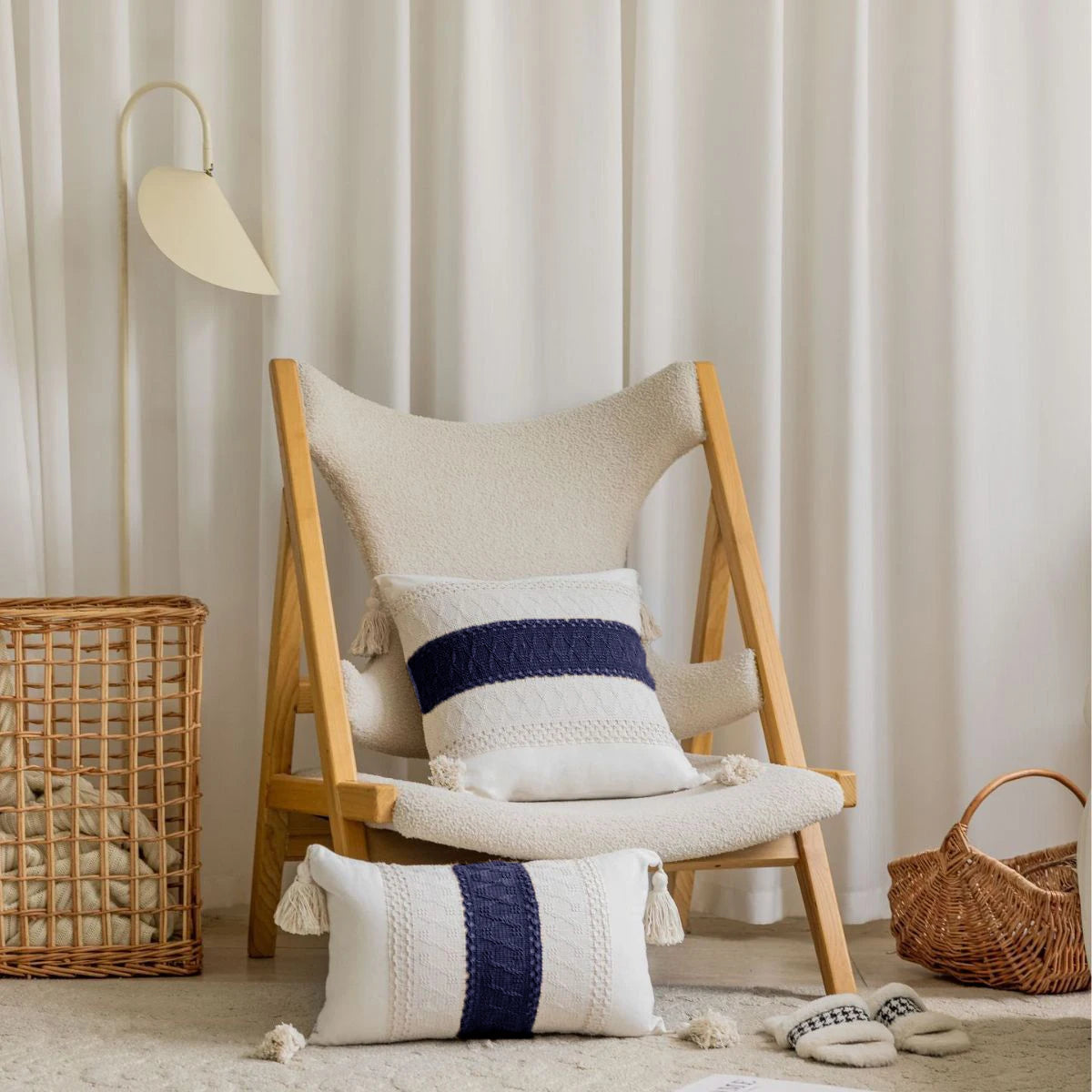 1 Pc Boho Throw Pillow Covers Decorative Throw Pillows for Couch Pillows Cover with Tassels Pillow Case (Without Pillowcore)