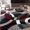 Red Modern Geometric Indoor Area Rug, Overlapping Circle Pattern, Fade Resistant, Non-Shedding, for Living Room, Bedroom and Home Office, 5'3" X 7'3"