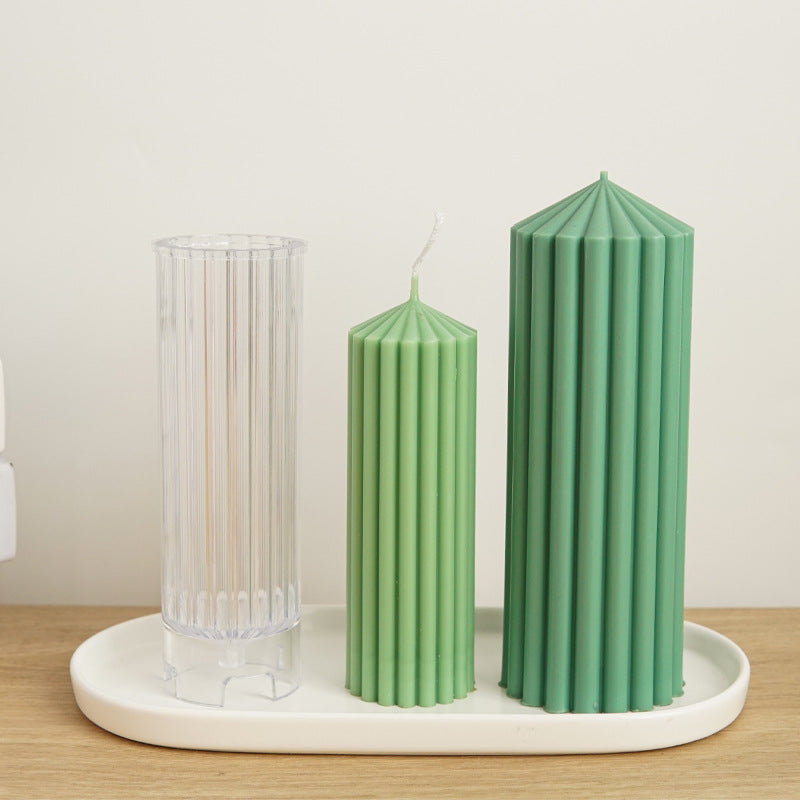 Vertical Striped Cylindrical Acrylic Computer Plastic Candle Mold