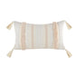 Boho Woven Tufted with Tassel Series Decorative Throw Pillow, 12" X 20", Cream White Stripe, 1 Pack